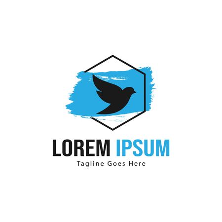 Dove logo template design with frame. minimalist dove logo vector illustrationのイラスト素材