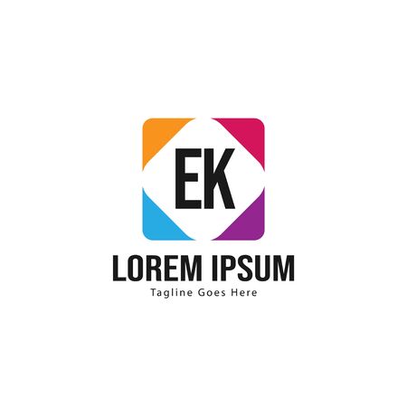 Initial EK logo template with modern frame. Minimalist EK letter logo vector illustrationのイラスト素材