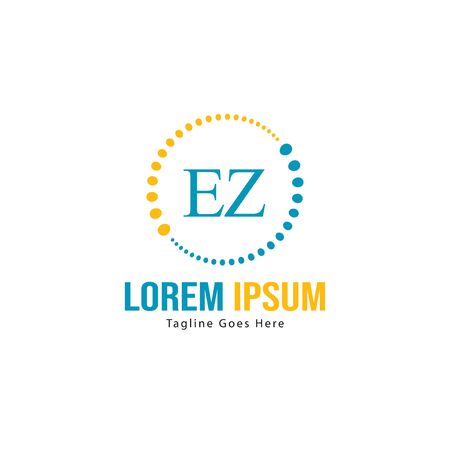 Initial EZ logo template with modern frame. Minimalist EZ letter logo vector illustrationのイラスト素材