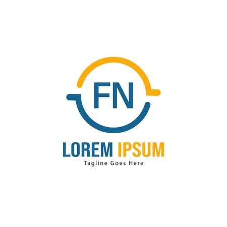 Initial FN logo template with modern frame. Minimalist FN letter logo vector illustrationのイラスト素材