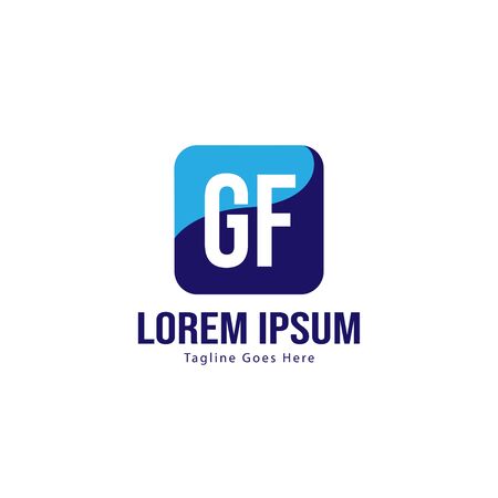 Initial GF logo template with modern frame. Minimalist GF letter logo vector illustrationのイラスト素材