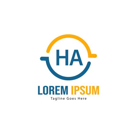 Initial HA logo template with modern frame. Minimalist HA letter logo vector illustrationのイラスト素材