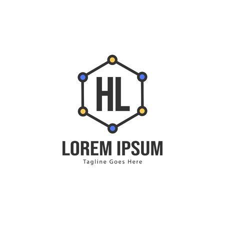Initial HL logo template with modern frame. Minimalist HL letter logo vector illustrationのイラスト素材