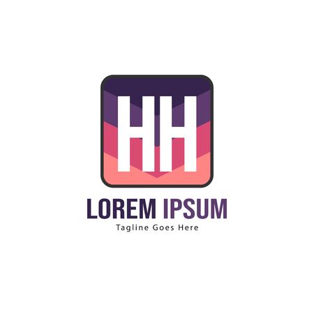 Initial HH logo template with modern frame. Minimalist HH letter logo vector illustrationのイラスト素材