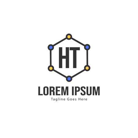 Initial HT logo template with modern frame. Minimalist HT letter logo vector illustrationのイラスト素材