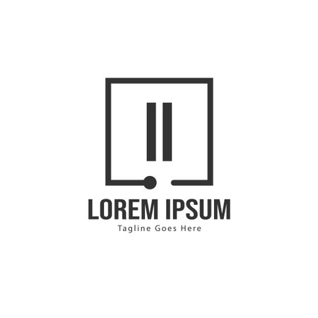 Initial II logo template with modern frame. Minimalist II letter logo vector illustrationのイラスト素材