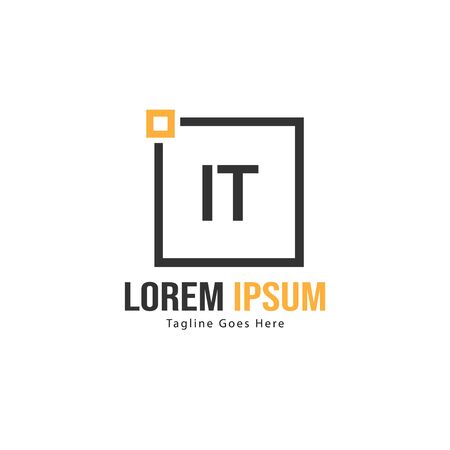 Initial IT logo template with modern frame. Minimalist IT letter logo vector illustrationのイラスト素材