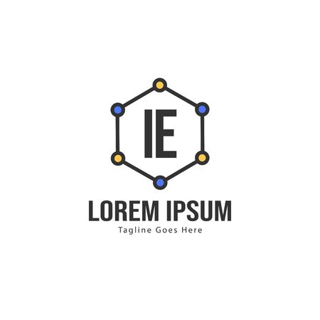 Initial IE logo template with modern frame. Minimalist IE letter logo vector illustrationのイラスト素材