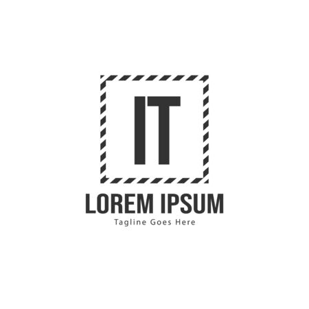 Initial IT logo template with modern frame. Minimalist IT letter logo vector illustrationのイラスト素材