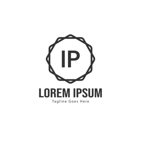 Initial IP logo template with modern frame. Minimalist IP letter logo vector illustrationのイラスト素材