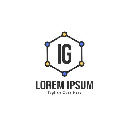 Initial IG logo template with modern frame. Minimalist IG letter logo vector illustrationのイラスト素材