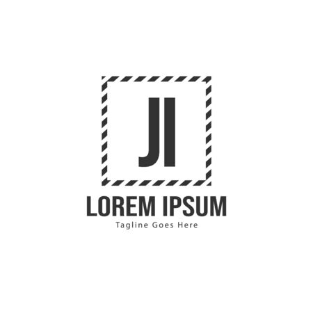 Initial JI logo template with modern frame. Minimalist JI letter logo vector illustrationのイラスト素材