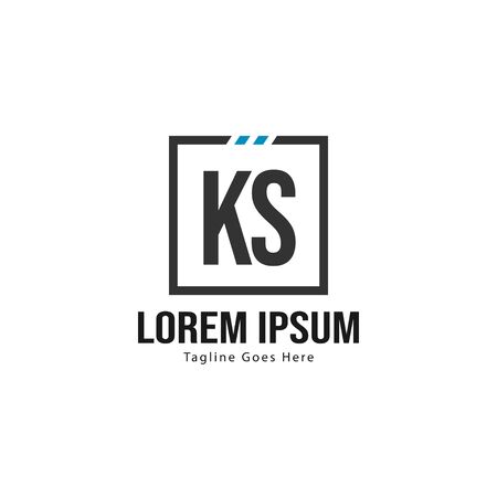 Initial KS logo template with modern frame. Minimalist KS letter logo illustrationのイラスト素材