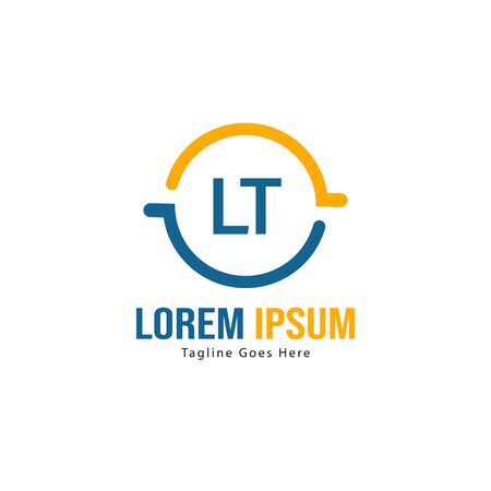 Initial LT logo template with modern frame. Minimalist LT letter logo vector illustrationのイラスト素材