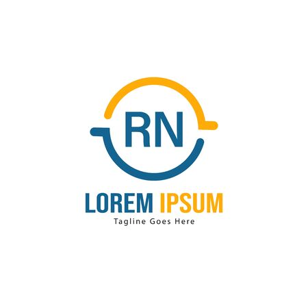 Initial RN logo template with modern frame. Minimalist RN letter logo vector illustrationのイラスト素材