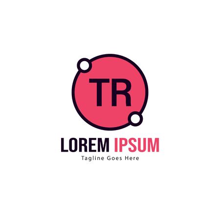 Initial TR logo template with modern frame. Minimalist TR letter logo vector illustrationのイラスト素材