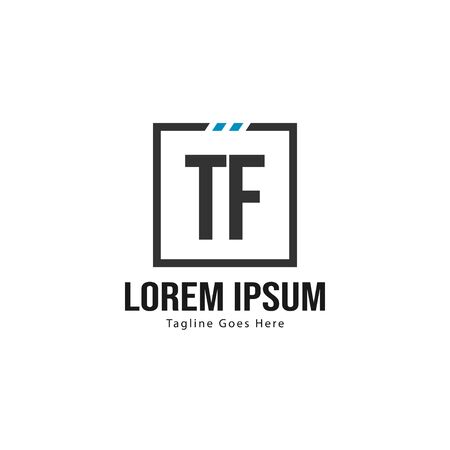 Initial TF logo template with modern frame. Minimalist TF letter logo vector illustrationのイラスト素材