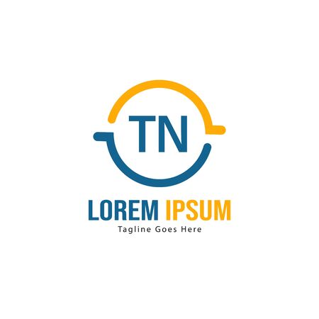 Initial TN logo template with modern frame. Minimalist TN letter logo vector illustrationのイラスト素材
