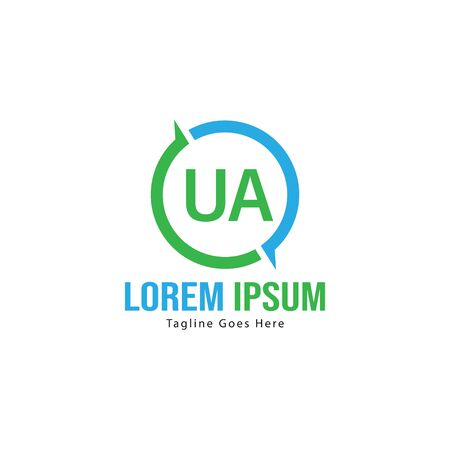 UA Letter Logo Design. Creative Modern UA Letters Icon Illustrationのイラスト素材