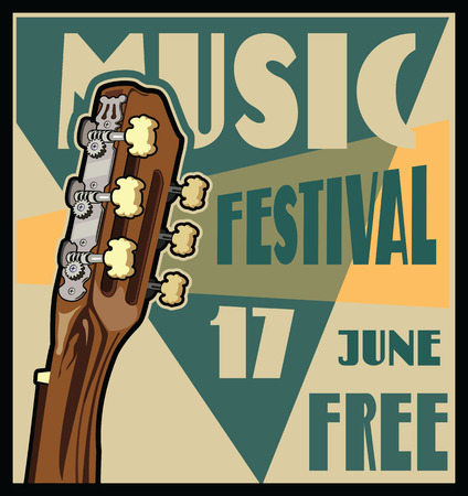 Musician concert show poster with acoustic guitar illustrationのイラスト素材