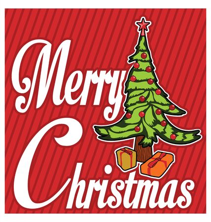 Merry christmas tree illustrationのイラスト素材