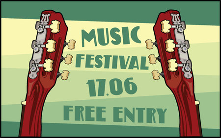 template for a music concert poster or a flyer featuring an acoustic guitarのイラスト素材