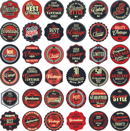 Premium Quality retro badges collection red setのイラスト素材