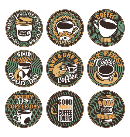 Good morning coffee lovers vintage retro labelsのイラスト素材