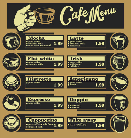 Set of coffee menu with a cups of coffee drinks illustrations 1のイラスト素材