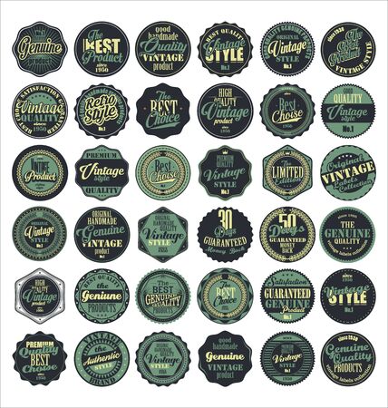 Premium Quality retro badges collection blue setのイラスト素材