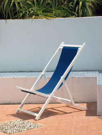 deck-chair on a terraceの写真素材