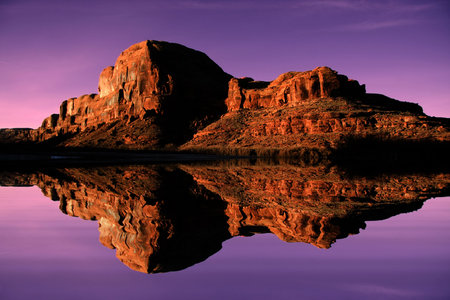 Colorado River in Canyonlands at daylight  showin reflectionsの写真素材