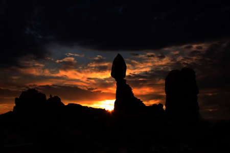 View of the red rock formations in Arches National Parkの写真素材