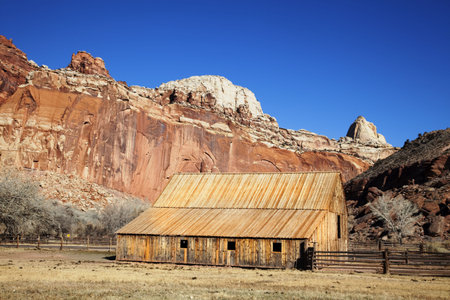 Horse Barn in Capitol Reef National Parkの写真素材