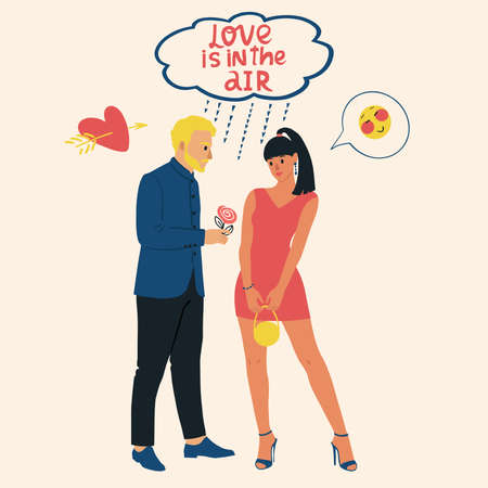 Couple man and woman. cartoon characters. Isolated vector illustrationのイラスト素材