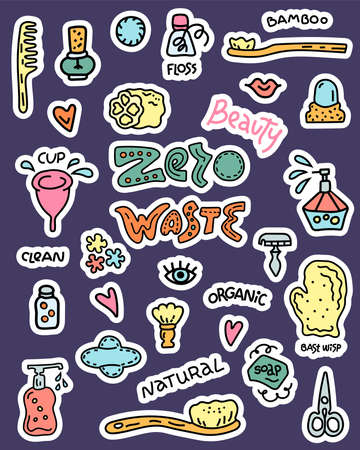 Zero waste illustration, beauty and hygienics symbolsのイラスト素材