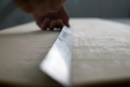Croissant Dough Waiting to be Cutの写真素材