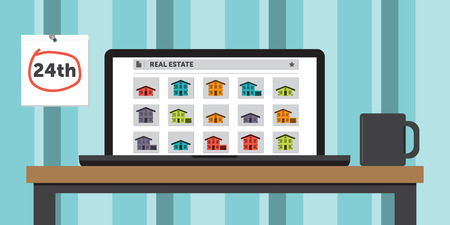 Searching for Houses on a Real Estate Websiteのイラスト素材