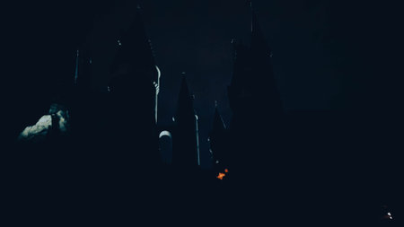 Osaka, Japan on July 8, 2019. A very beautiful light show at night at Hogwarts Castle featuring the four dormitories that you must see when you visit Universal Studios Japan.のeditorial素材