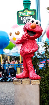 Osaka, Japan on April 9, 2019. Elmo and sesame street are currently the theme of Universal Studios Japan this month. So that many statues and decorations are installed as well as shows in Universal Studios Japan.のeditorial素材