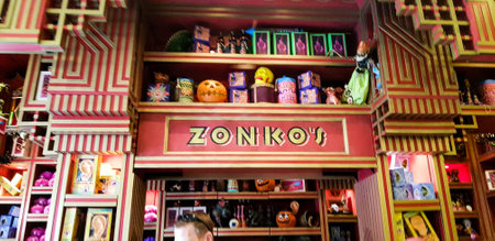 Osaka, Japan on April 2019. Zonko's Joke Shop at Universal Studio Japan, was a wizarding joke shop located in the wizarding village of Hogsmeade, Scotland. It was favorite place for Hogwarts students to shop on Hogsmeade.のeditorial素材