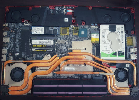 Jakarta, Indonesia on July 8, 2022. Detailed components of an MSI gaming laptop with a price of almost fifty million rupiah.のeditorial素材