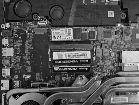Jakarta, Indonesia on July 8, 2022. Detailed components of an MSI gaming laptop with a price of almost fifty million rupiah.のeditorial素材