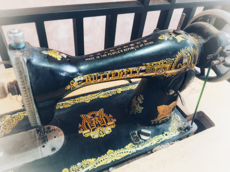 Central Java, Indonesia on July 2022. Butterfly sewing machine is a tool for sewing produced by Butterfly, a company from China. Butterfly has been manufacturing sewing machines since 1919 and has become a mainstay for beginners and professionals alike. Tのeditorial素材