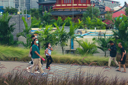 PIK 2, North Jakarta, Indonesia, 2022 - The visitors were busy enjoying the Cove at Batavia PIK area...