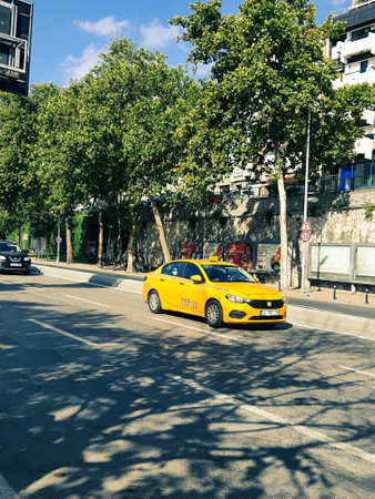 Turkey on July 2022. Traffic around the road in front of Vodafone Park. Vodafone park is a multi-purpose stadium which is home to Besiktas JK. The stadium was built on the site of the former home of Besiktas, the BJK Inonu Stadium.のeditorial素材
