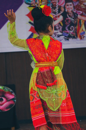Jakarta, Indonesia in November 2022. Young children ranging from kindergarten to elementary school are taking part in the National Archipelago dance competition. The dances and clothing displayed are typical dances from regions in Indonesia.のeditorial素材