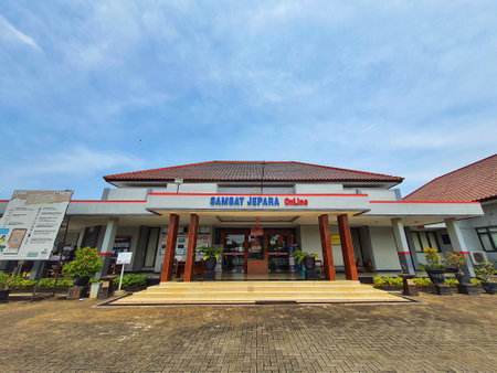 Jepara, Indonesia in November 2022. Front view of the Jepara Branch Samsat Office. SAMSAT or One-stop Administration Services Office, is an administrative system established to expedite and accelerate services for the benefit of the public whose activitieのeditorial素材