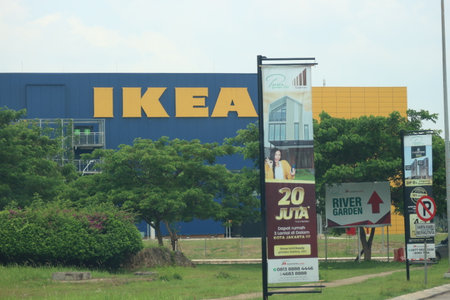 Jakarta, Indonesia in October 2022. This is the fourth IKEA store in Indonesia which is located in Jakarta Garden City, Cakung. IKEA is a Swedish home and office furniture retailer.のeditorial素材