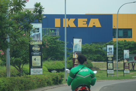 Jakarta, Indonesia in October 2022. This is the fourth IKEA store in Indonesia which is located in Jakarta Garden City, Cakung. IKEA is a Swedish home and office furniture retailer.のeditorial素材